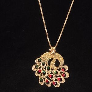 Multicolor Peacock Pendant Necklace